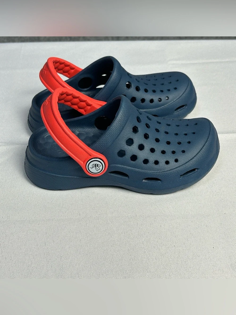 Joybees Toddler 8/9 Navy Clog Red Heel Strap Water Outdoor Shoes Breathable